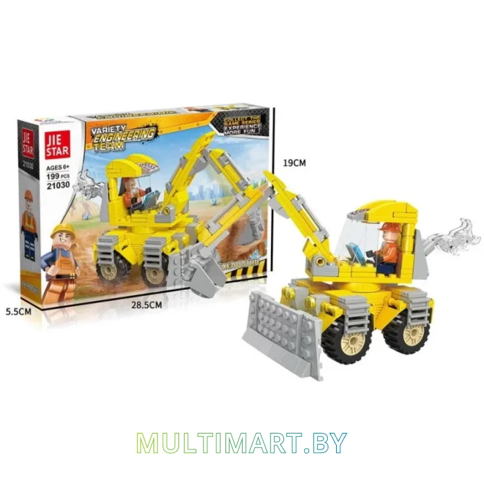 Конструктор JIE-STAR Variety Engineering Team 21030 Экскаватор (199 деталей)